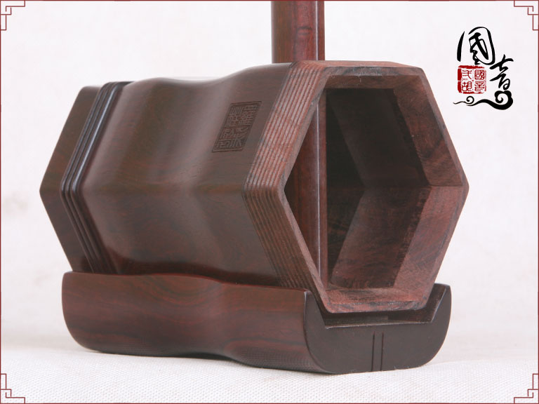 琴架-印度小叶紫檀(带刻字印章)(双声道整筒)(局部金星) 琴架-印度小叶紫檀(带刻字印章)(双声道整筒)(局部金星)